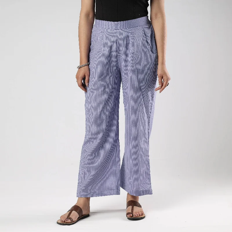 Purple - Running Stitch Cotton Palazzo by iTokri Casuals Sporty Women's Tennis