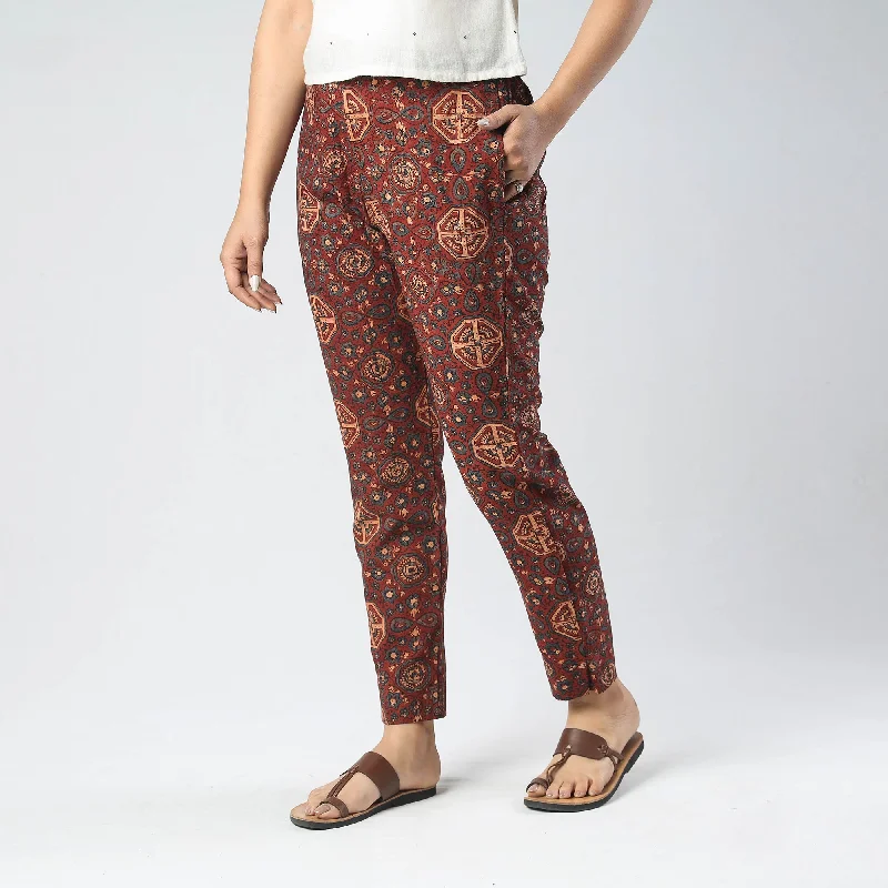 Red - Ajrakh Block Printed Cotton Pant