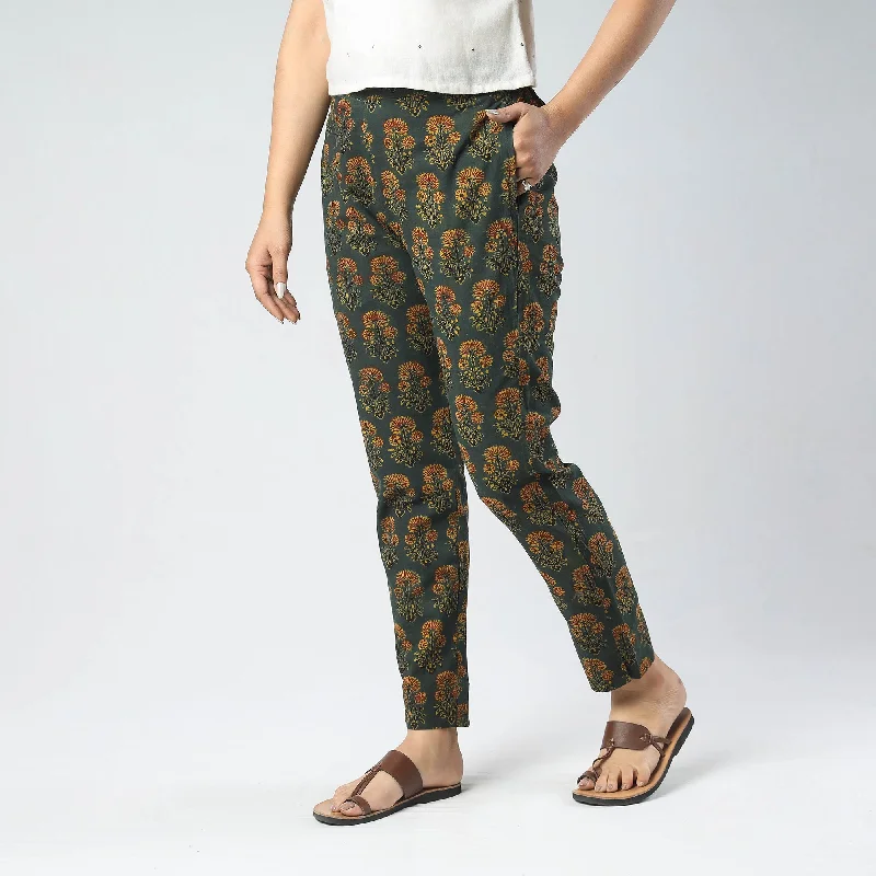 Green - Ajrakh Block Printed Cotton Pant