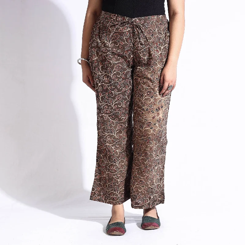 Brown - Ajrakh Block Printed Cotton Farsi Pant