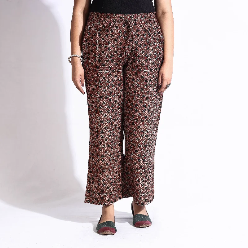 Maroon - Ajrakh Block Printed Cotton Farsi Pant