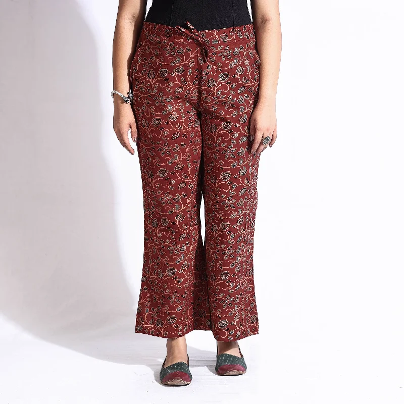 Red - Ajrakh Block Printed Cotton Farsi Pant