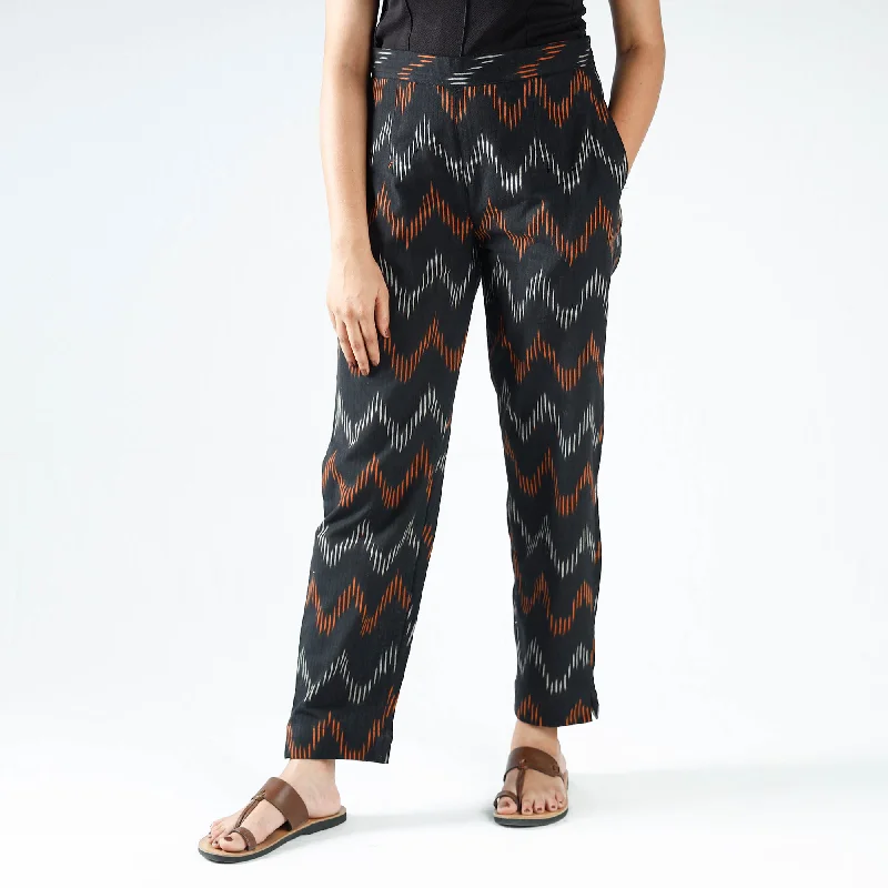 Black - Pochampally Ikat Cotton Tapered Pant for Women