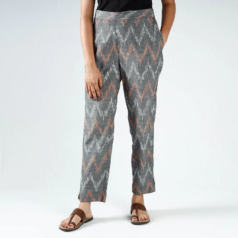 Grey - Pochampally Ikat Cotton Tapered Pant for Women