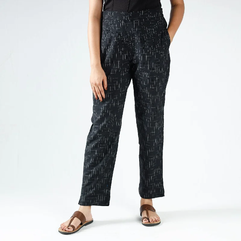 Black - Pochampally Ikat Cotton Tapered Pant for Women