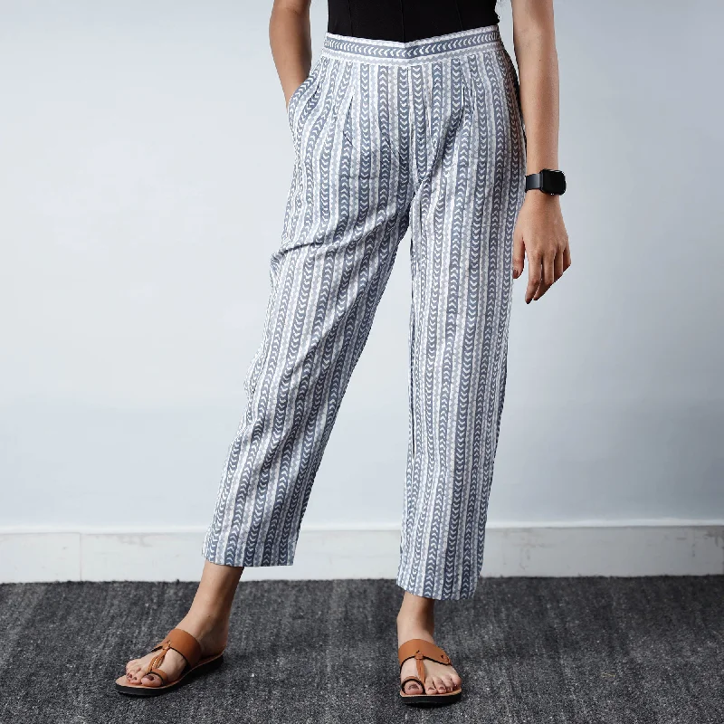 Grey - Sanganeri Printed Cotton Pant