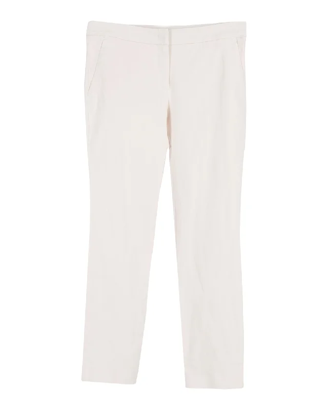 Burberry Straight-Leg Pants in Cream Cotton