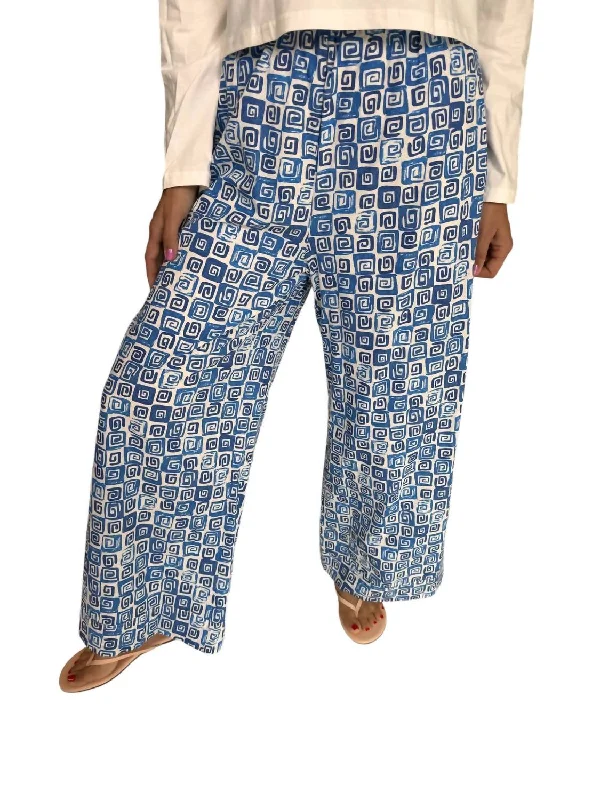 Calypso Wide Leg Pants In Blue Preppy Women's College