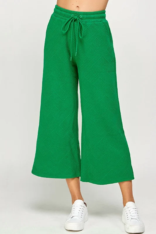 Cropped Pants In Kelly Green Sleek Women's Metallic