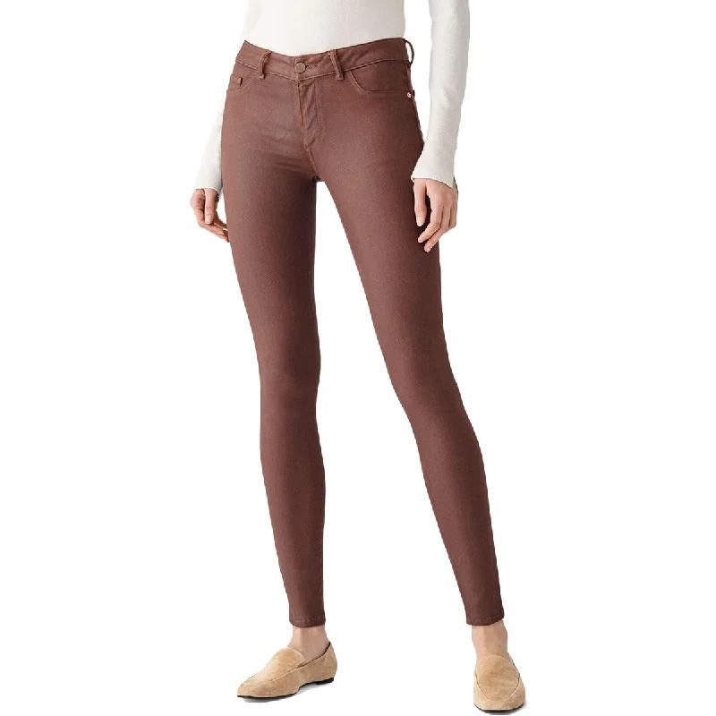 Emma Womens Low Rise Coated Skinny Jeans