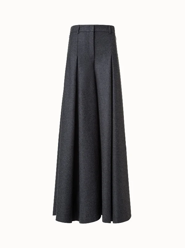 Extra Wide Palazzo Pants in Wool Flannel Laid - back Women's Style