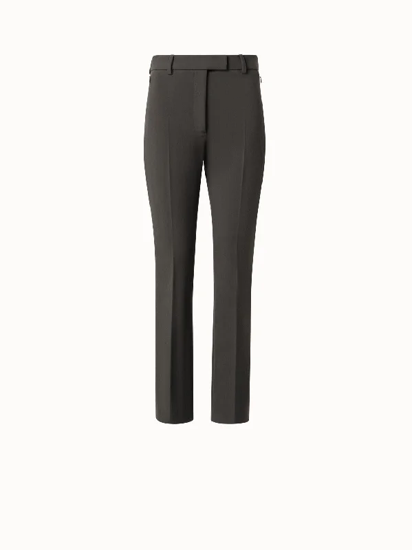 Lyocell Wool Stretch Gabardine Tapered Cropped Pants