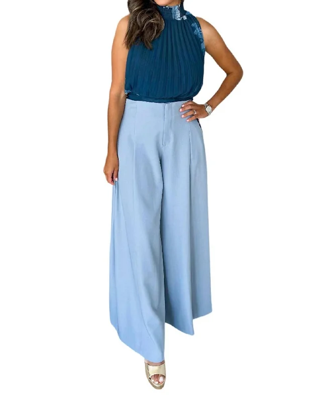 Palazzo Wide Leg Pants In Blue