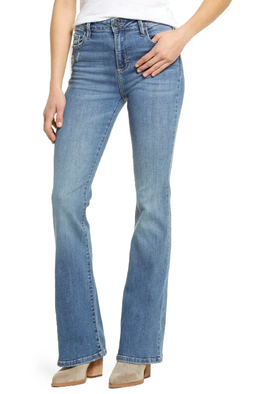 Sami Classic Mid Rise Flare Jean In Medium Wash