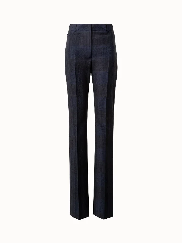 Slight Bootcut Pants in Silk Cotton Seersucker Stylish Women's Tropical 