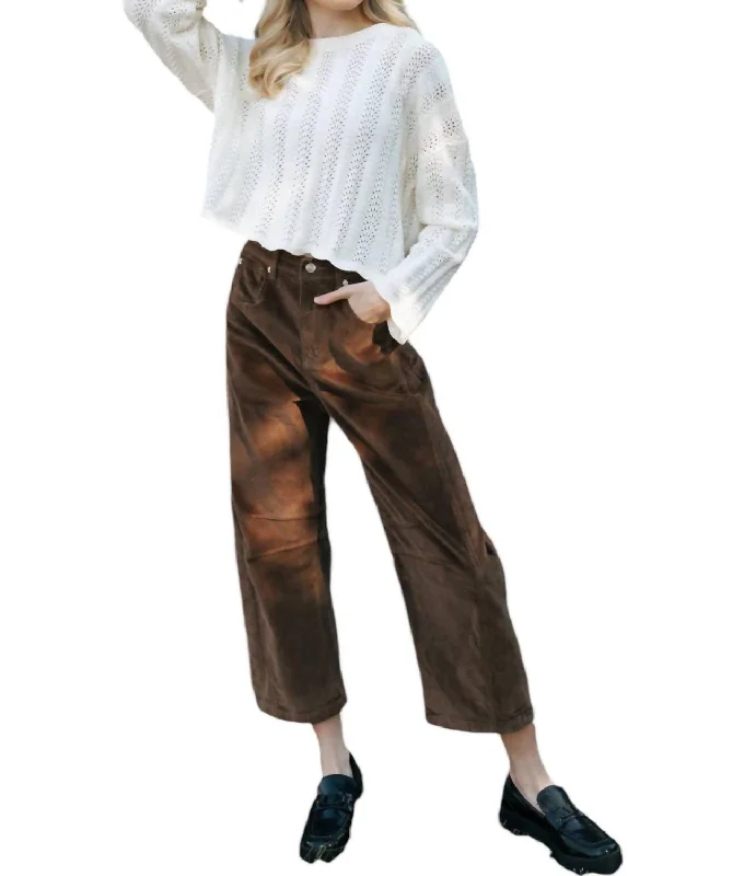 Slouchy Cord Barrel Pants In Brown Modern Women's 