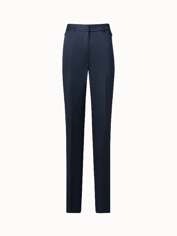 Straight Silk Gabardine Pants