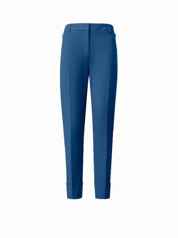Tapered Cotton Silk Double-Face Pants Classic Women's Tweed