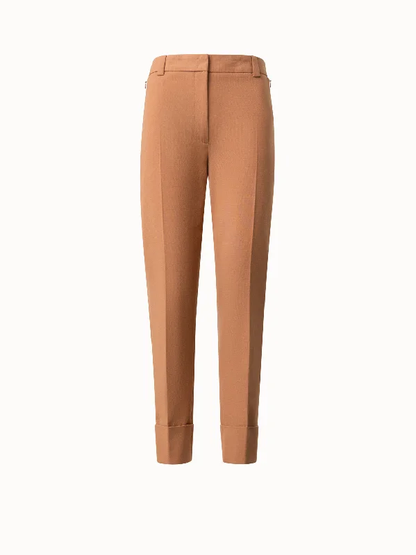 Tapered Cotton Silk Double-Face Pants Dapper Women's 1920S