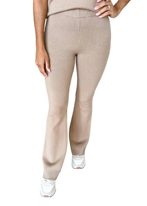 Tatum Pull On Flare Leg Pants In Beige