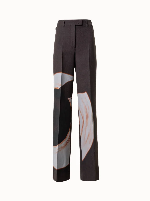 Wide-Leg Wool Pants with Mocca Loop Print Vintage Women's 1970S 