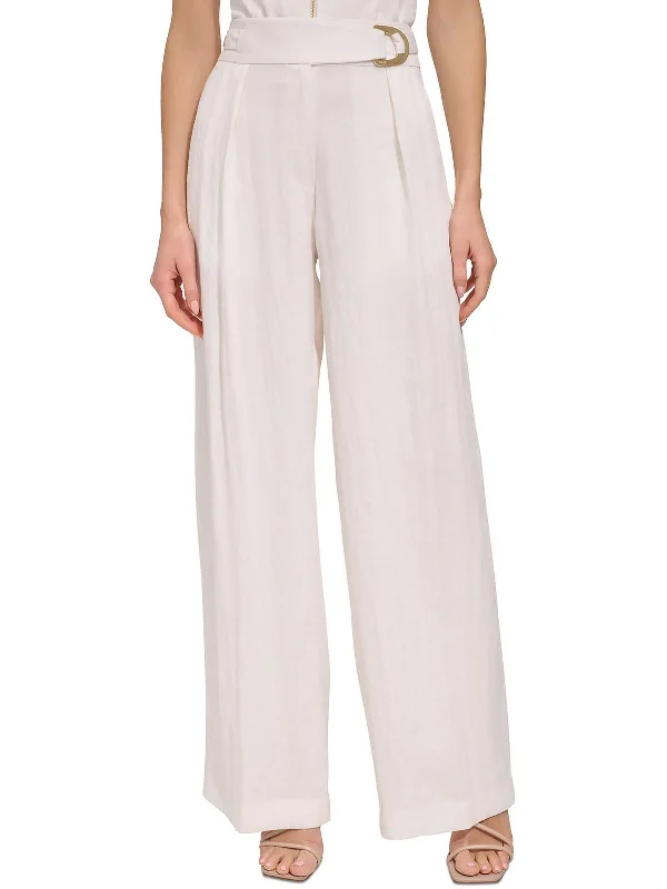 Womens Belted Suit Separate Wide Leg Pants Artistic Women's Avant - 