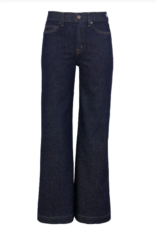 Women's Wide Leg Denim Jeans In Raw Indigo