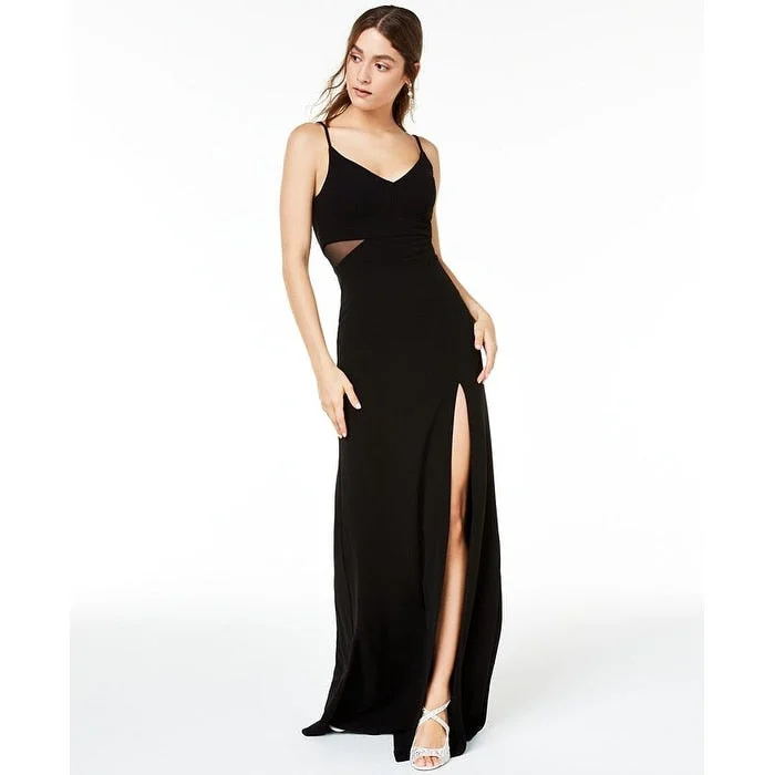 B Darlin Women's Mesh Inset Scuba Crepe Gown Black Size 5/6 Refined Women's Velvet