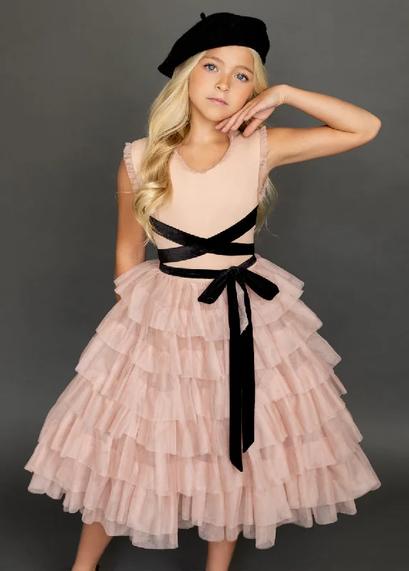 Geneva Petticoat Dress in Blush & Black