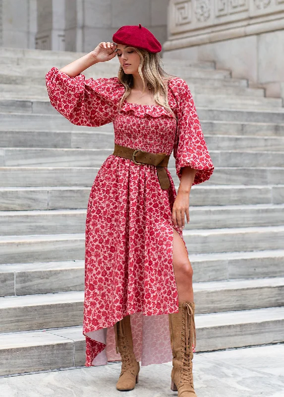 Odette Dress in Red Floral