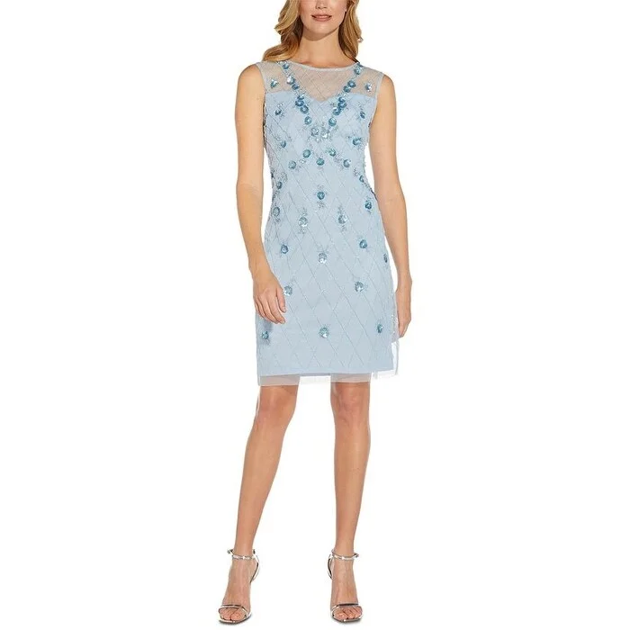 Papell Studio Women's Beaded Sheath Dress Blue Size 10M Gym
