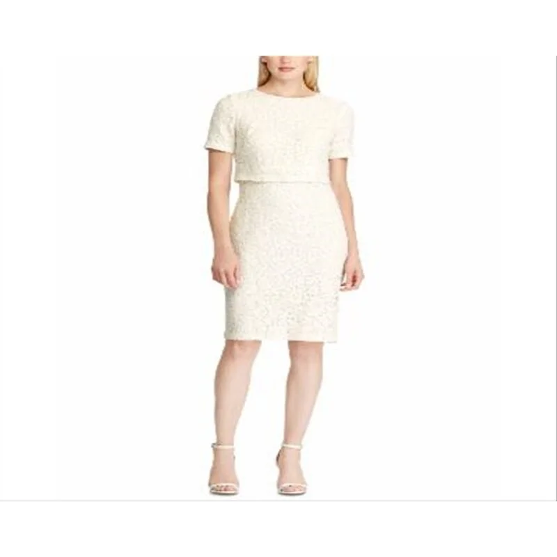 Ralph Lauren Women's Floral Lace Popover Dress White Size 10