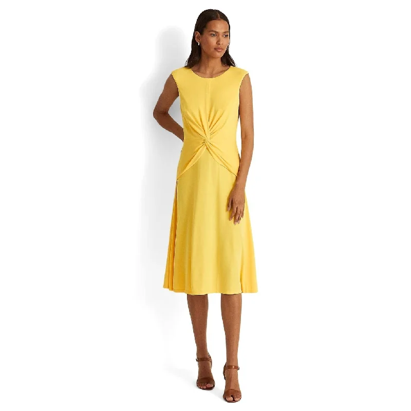 Ralph Lauren Women's Twist Front Jersey Dress Yellow Size 2 Street