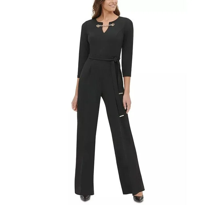 Tommy Hilfiger Women's Grommet-Neck Jumpsuit Black Size 12