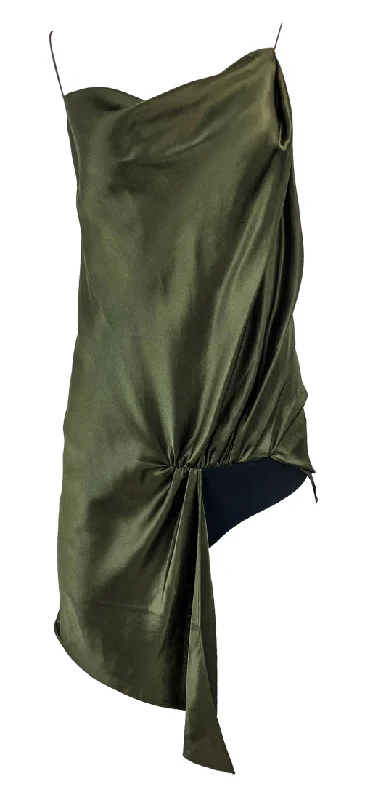 Christopher Esber Verdant Falls Draped Bodysuit in Seaweed Feminine Women's Style 