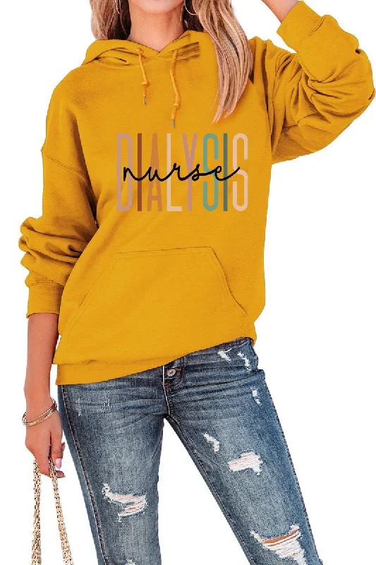 WOMEN COLORFUL LETTERING PULLOVER LOOSE HOODIE