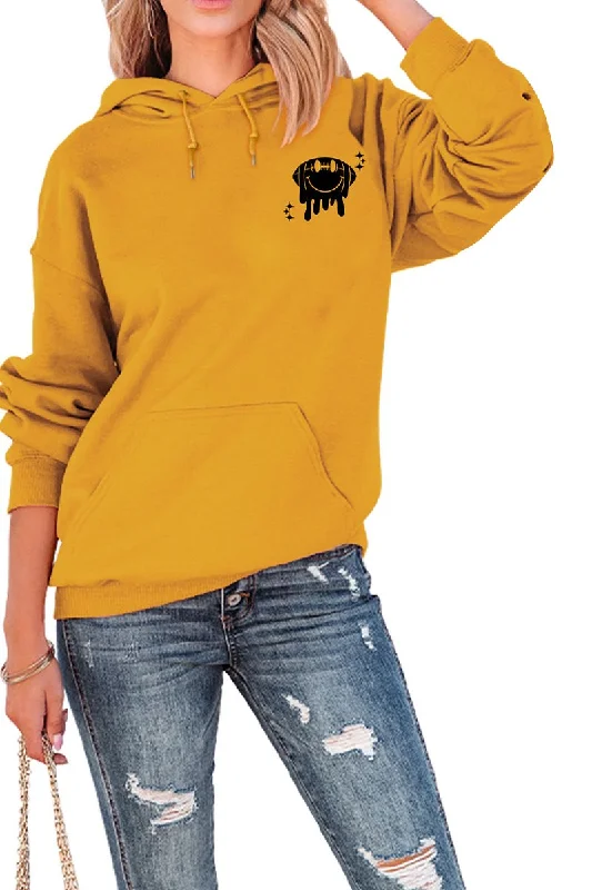 WOMEN GAME DAY PRINTING LONG SLEEVE LOOSE HOODIE