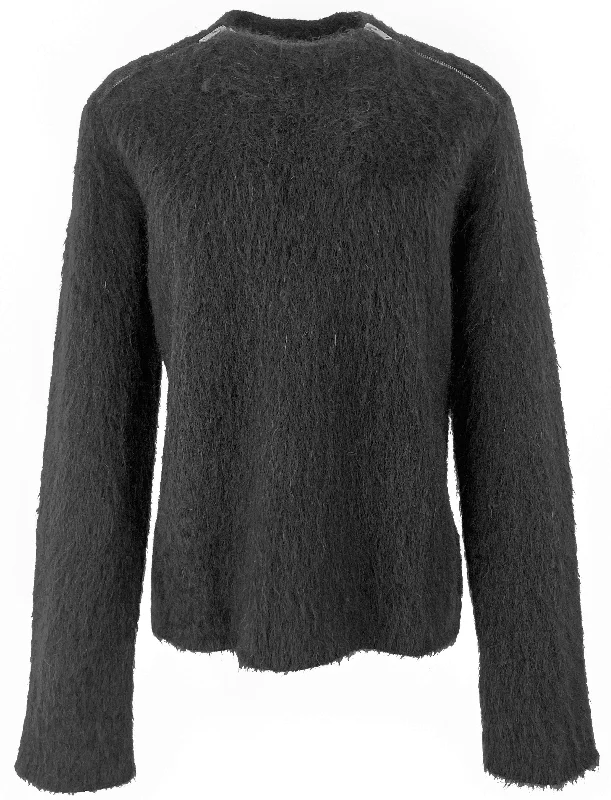 Jil Sander Brushed Mohair Sweater in Black Polished Women's Silk