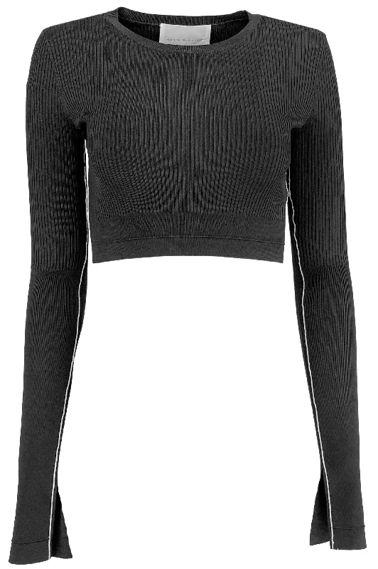 Maria McManus Cropped Long Sleeve Sweater in Black