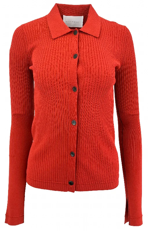 Maria McManus Ribbed Cardigan in Rust