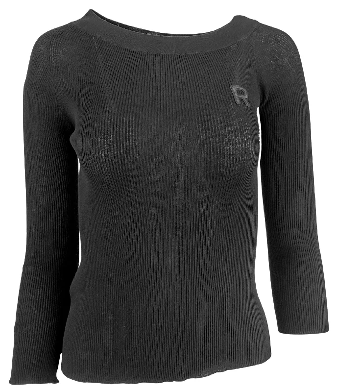 Rochas Logo Ribbed Sweater in Black