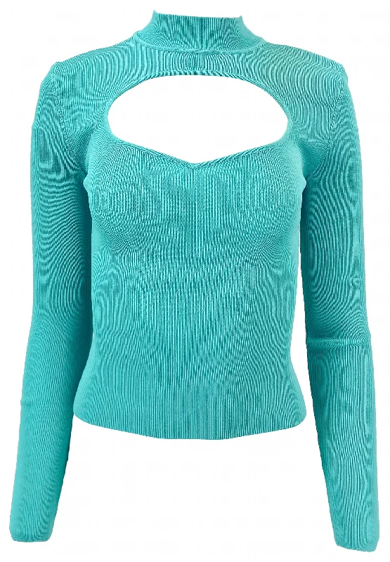 Staud Cara Top with Cut Out Detail in Turquoise Sporty Women's Tennis