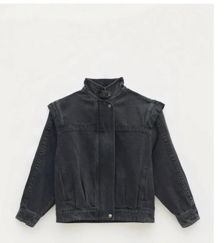 Denim With Shoulder Detail Jacket In Black