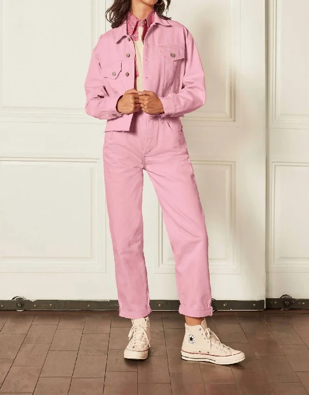 The Harvey Crop Jacket In Tickled Pink