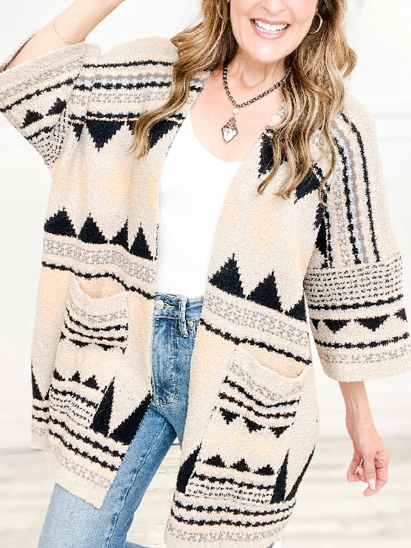 Tribal Pattern Luxury Soft Cardigan with Pockets