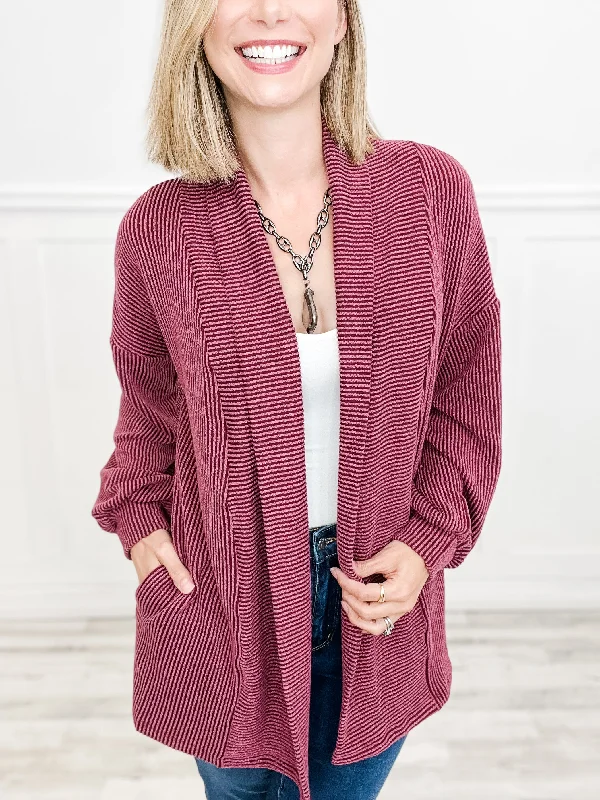 Urban Rib Open Front Duster Cardigan with Pockets