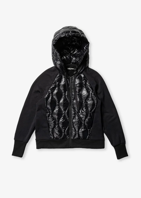 W DOWN ZIP HOODIE - Black Bold Women's Statement